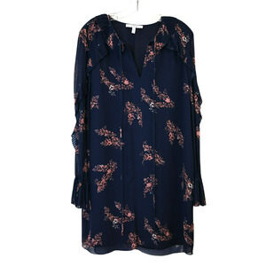 Derek Lam 10 Crosby Floral Long Sleeve Dress Size 10 Blue Pink Bell Sleeve